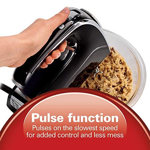 Hamilton Beach Hamilton Beach Electric Hand Mixer with Snap-On Case, Twisted Wire Beaters, Milkshake Rod, Dough Hook, Whisk, 6-Speed, Black