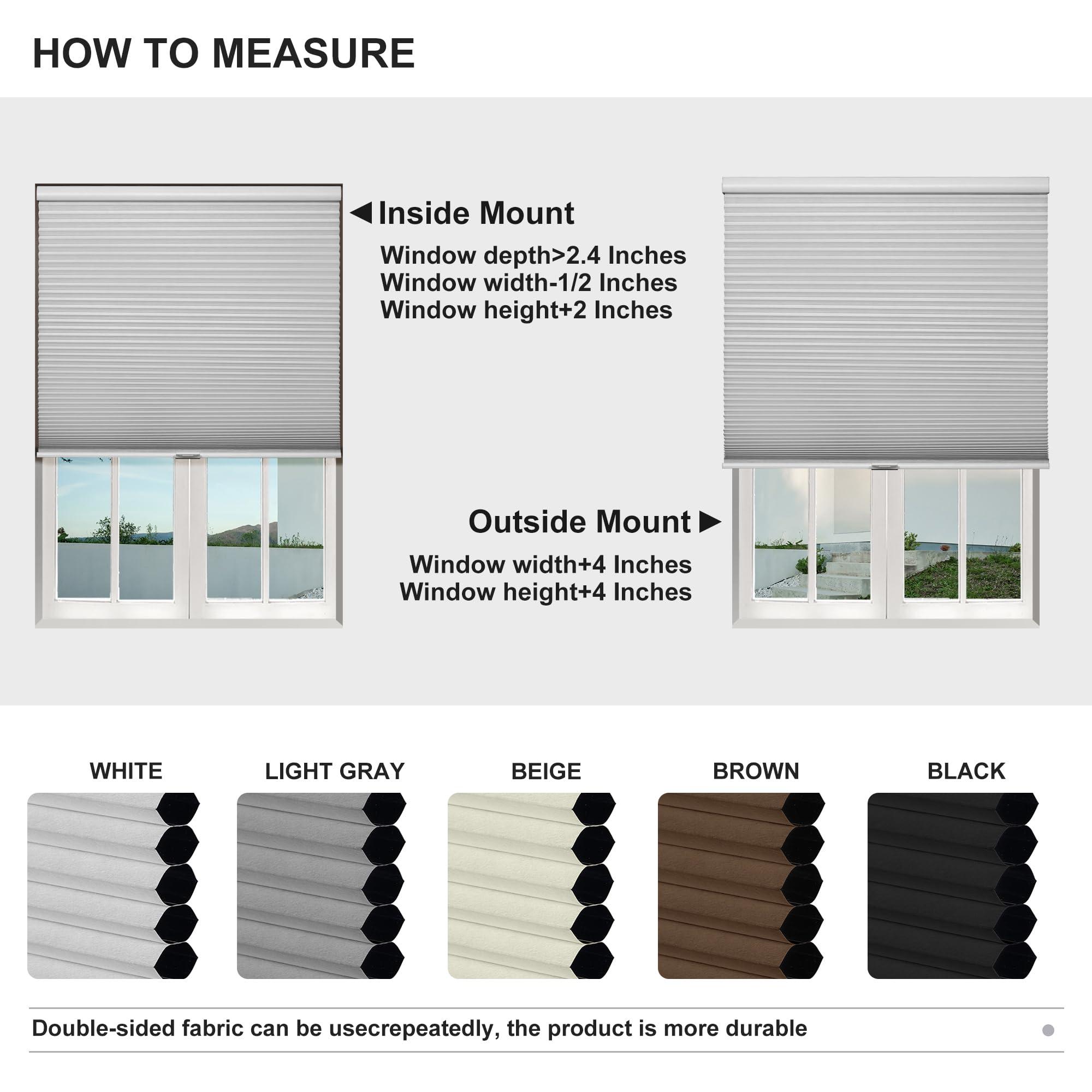 HOTSOON HOTSOON 1.8" Single Cell Blackout Cellular Shades Cordless Pull Down Cellular Blinds Thermal Insulated Honeycomb Blinds for Windows, Office, Blackout-White, 19" W x 78" H