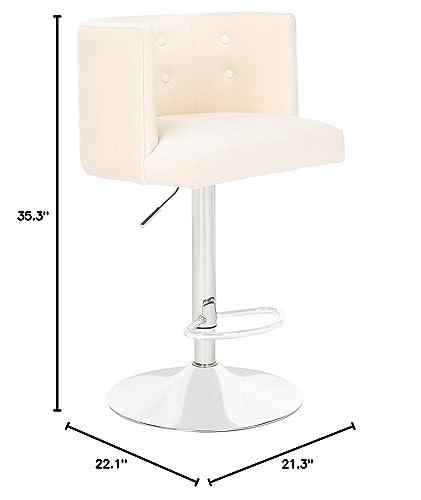 Safavieh Safavieh Couture Zayna Glam Cream Velvet 26.8\"-35\" Adjustable Bar Stool Barstool,