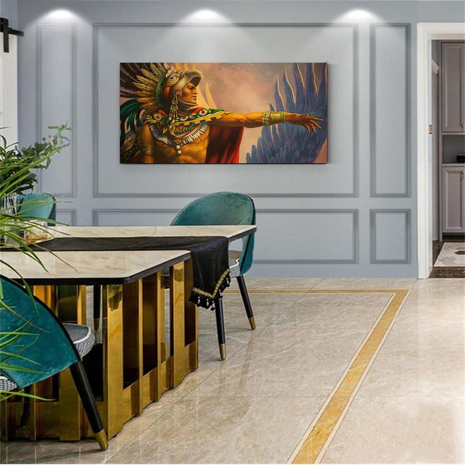 AAHARYA AAHARYA Aztec Warrior Canvas Art Poster And Wall Art Picture Canvas Painting Posters And Prints Wall Art Pictures for Living Room Bedroom Decor 20x40inch(50x100cm) Unframe-style