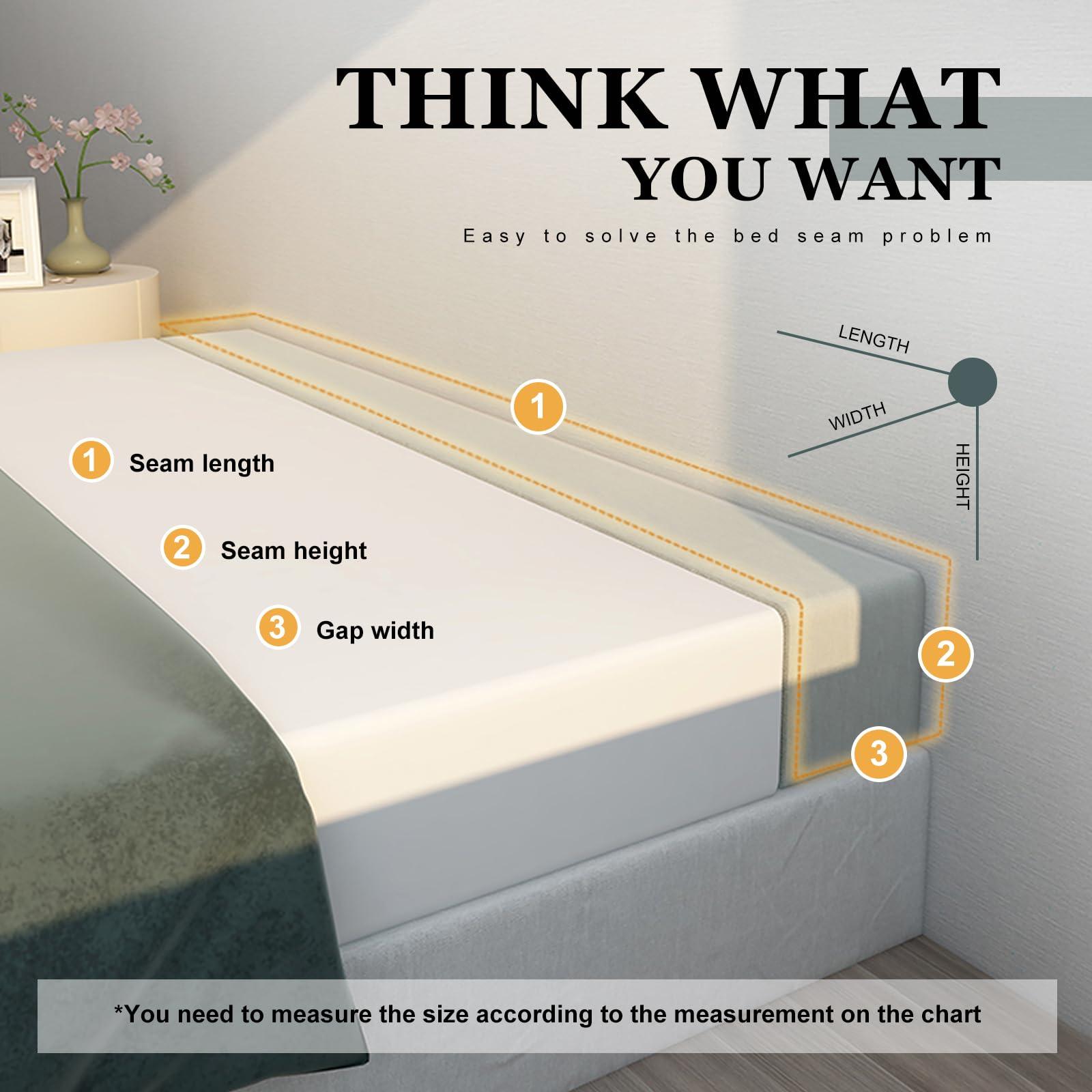 WUIOYNF Bed Gap Filler, Mattress Extender for Full/Twin/Queen/Cal King/King Bed, Headboard Pillow Between Headboard and Mattress or Wall, High-Density Sponge with Removable Cover(Light Purple76*4*8in)