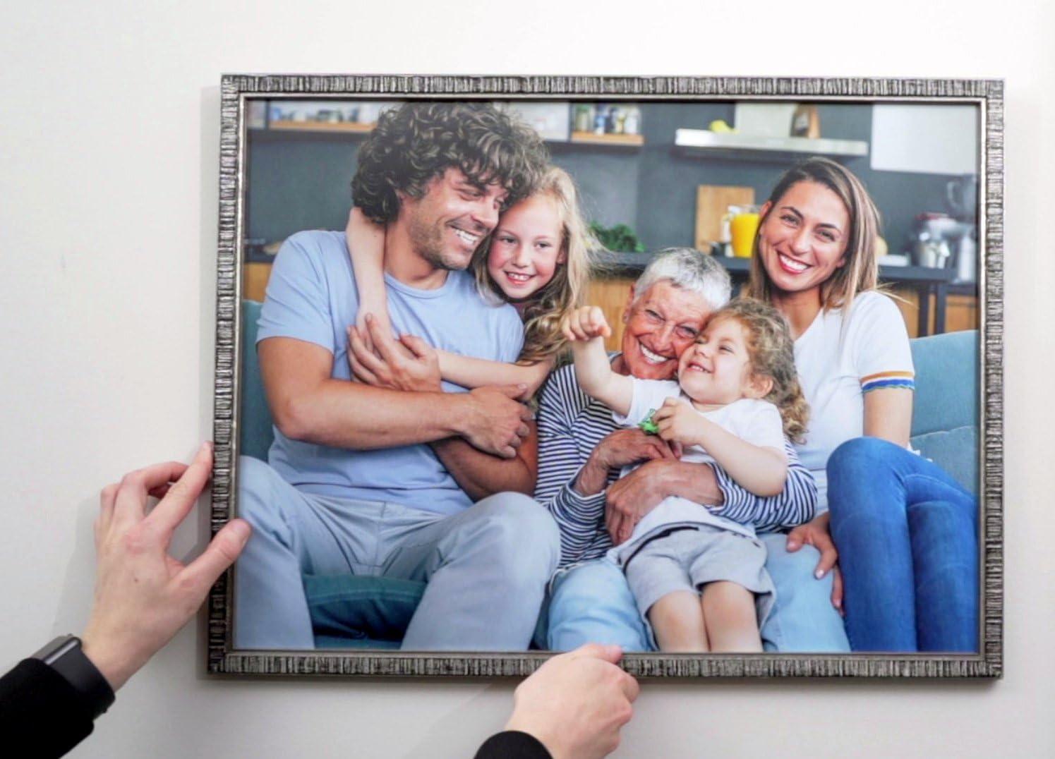 CustomPictureFrames.com 27x9 Frame Silver Grey Distressed Solid Wood Picture Frame | 0.75 Inch Moulding Width | Interior Depth 0.5 Inches | Kingsley Silver Rustic Frame with UV Acrylic, Foam Board Backing & Hanging Hardware