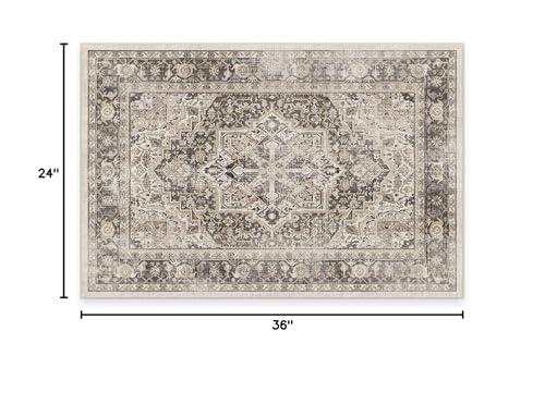RUGGABLE Ruggable Washable 2x3 Area Rug, Kamran Hazel, Premium Rugs for Living Room, Bedroom, Kitchen, Office, Classroom with Gripper Non Slip Pad