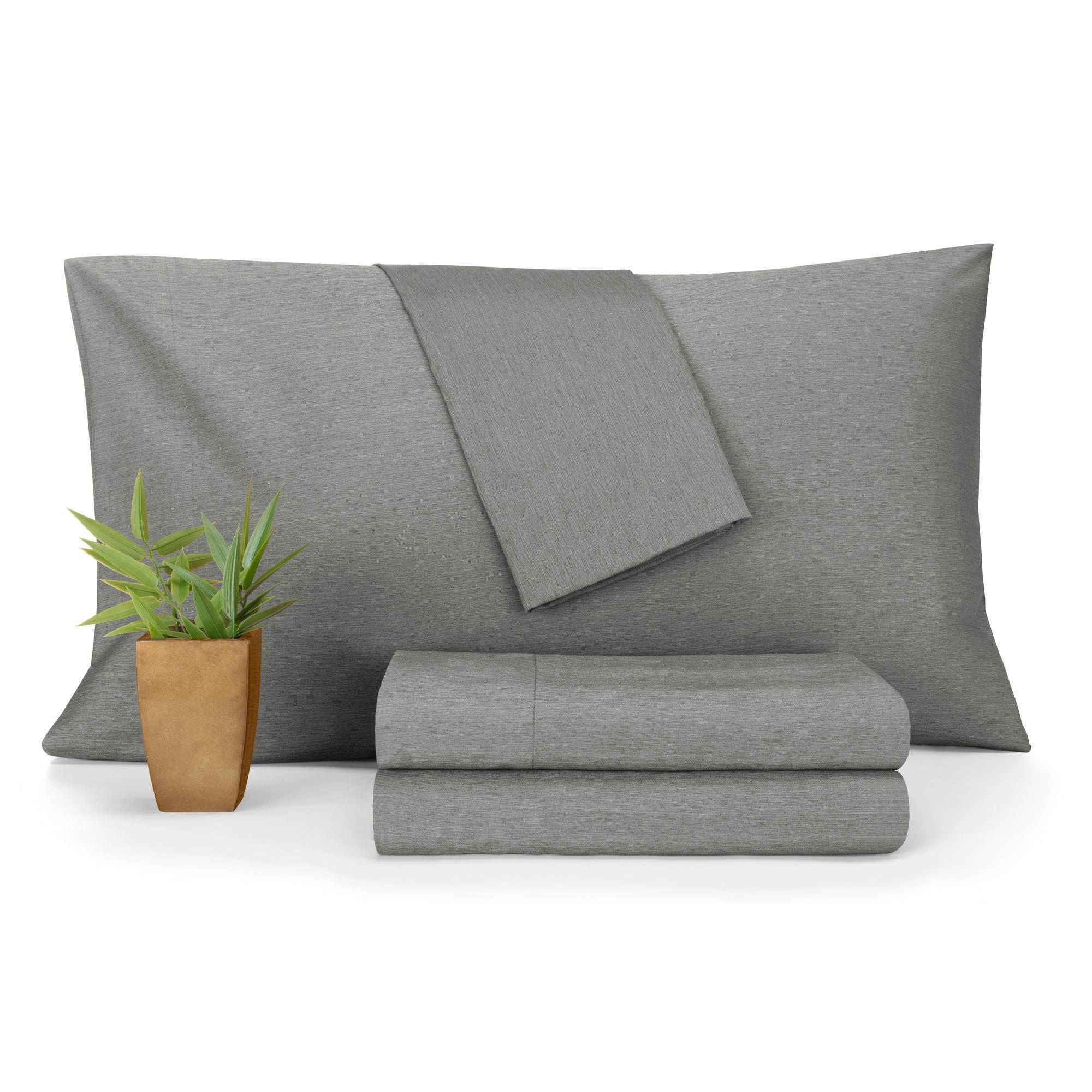 Splitsvilla Twin Size Sheet Set 4 Pcs Bedding Set 100% Long Staple Cotton Bed Sheets Extra Soft and Luxury Sheets, 800 TC Easy Fits Mattress Upto 15\" Deep Pocket (Twin Size,Charcoal Gray)