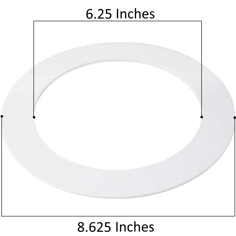 HARRRRD 10 Pack Gloss White Goof Trim Ring for 8" Inch Recessed Can Lighting Down Light, Outer Diameter 8.6 Inches, Inner Diameter 6.2 Inches