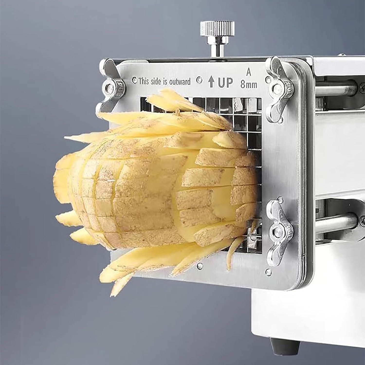 JOSBY 200W Electric French Fry Cutter, Commercial Stainless Steel Potato Chipper, with 8mm&10mm&12mm Blade, Professional Electric Potato Chip Cutter, Household Potato Slicer, for Onions, Carrots, Cucumbers