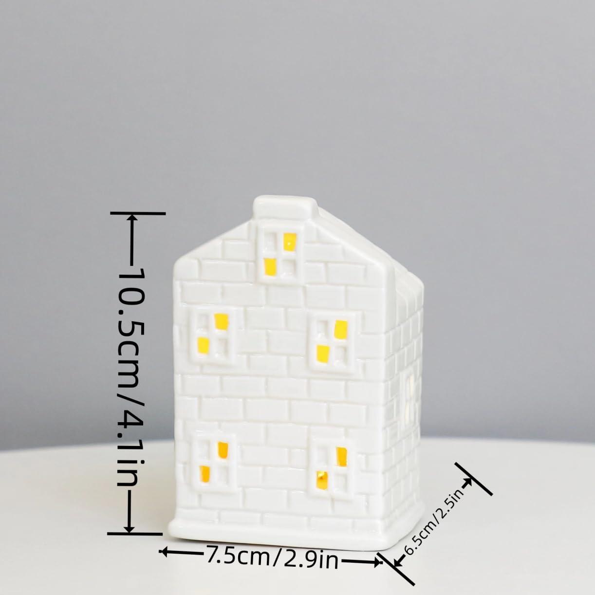 SUNKOX SUNKOX Ceramic Houses and Villages Christmas Decorations Lndoor White Christmas Village Houses Ceramic Houses and Villages,White Ceramic Christmas Village Houses (K11)