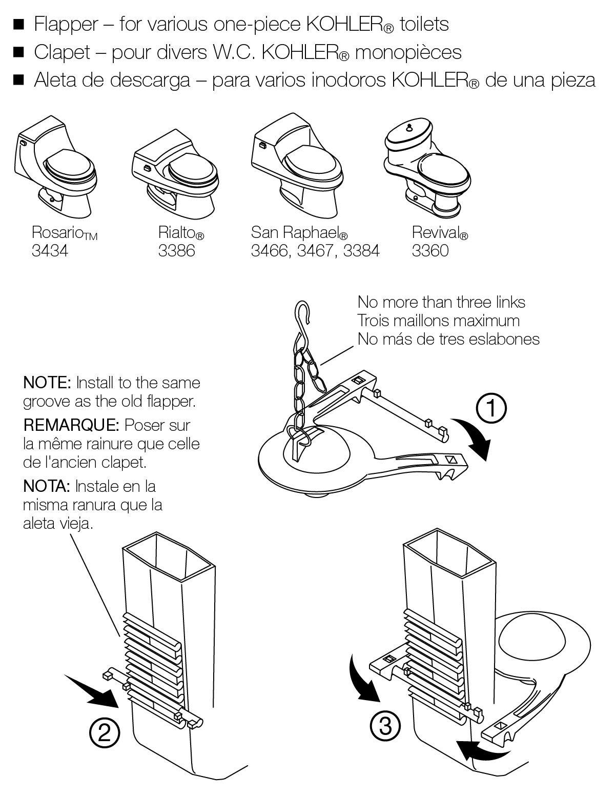 Kohler KOHLER GENUINE PART K-GP84995 FLAPPER Toilet Flapper, Hinge, 2\" hinge flapper used in various one-piece toilets