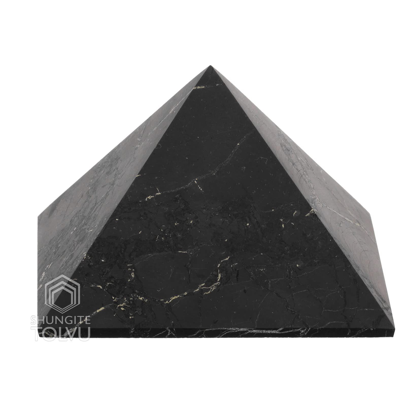 SHUNGITE TOLVU Big Shungite Pyramid - 4.7 inches - 12 - Unpolished - Authentic Russian Shungite Stone- TOLVU