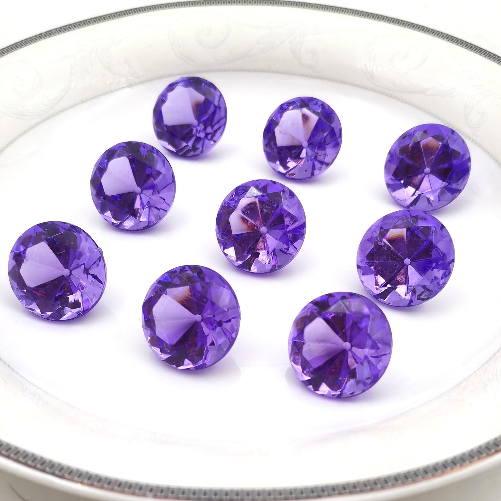 XHKDSYMC 100 PCS Acrylic Diamond Gems, Purple Acrylic Diamonds 1 Inch Acrylic Gemstones Vase Filler Fake Gems Plastic Gems for Home Table Scatters Party, Event, Wedding, Arts & Crafts, Birthday Decorations