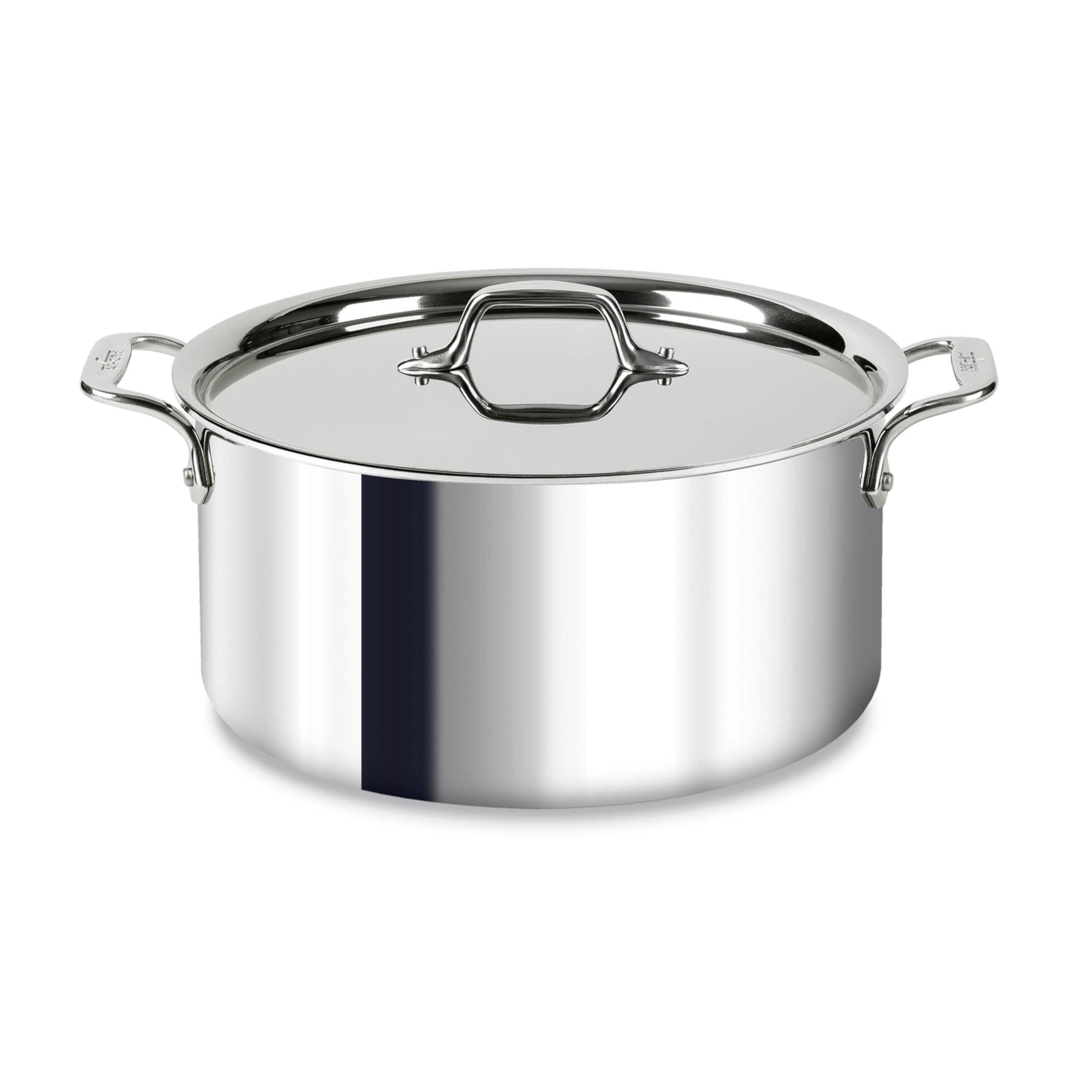 All-Clad All-Clad D3 3-Ply Stainless Steel Stockpot with Lid 8 Quart, Induction, Oven Broiler Safe 600F, Silver