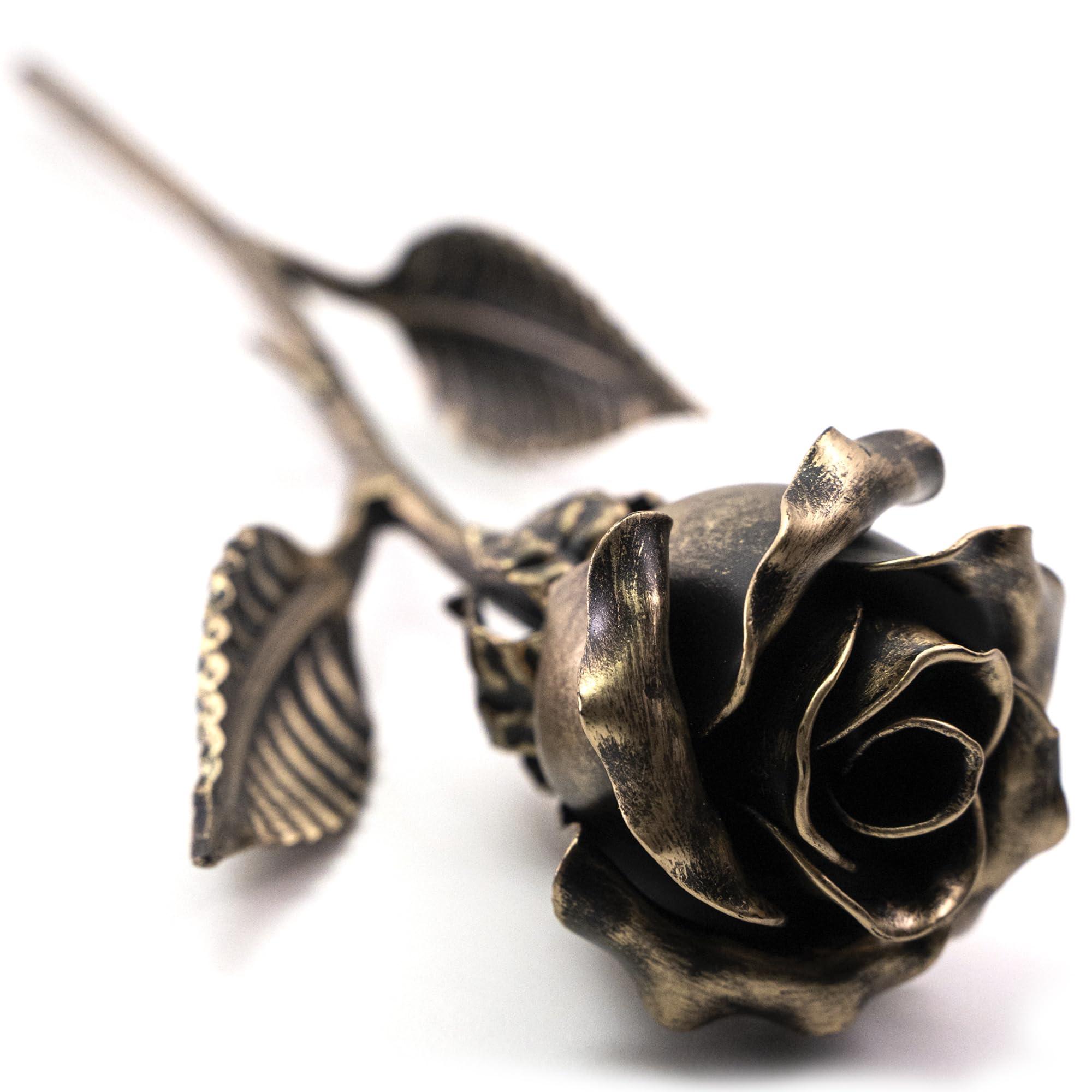 MakuliSmit MakuliSmit Handcrafted Bronze Metal Rose - Solid Gift of Everlasting Love - 8th 19th Wedding for Her