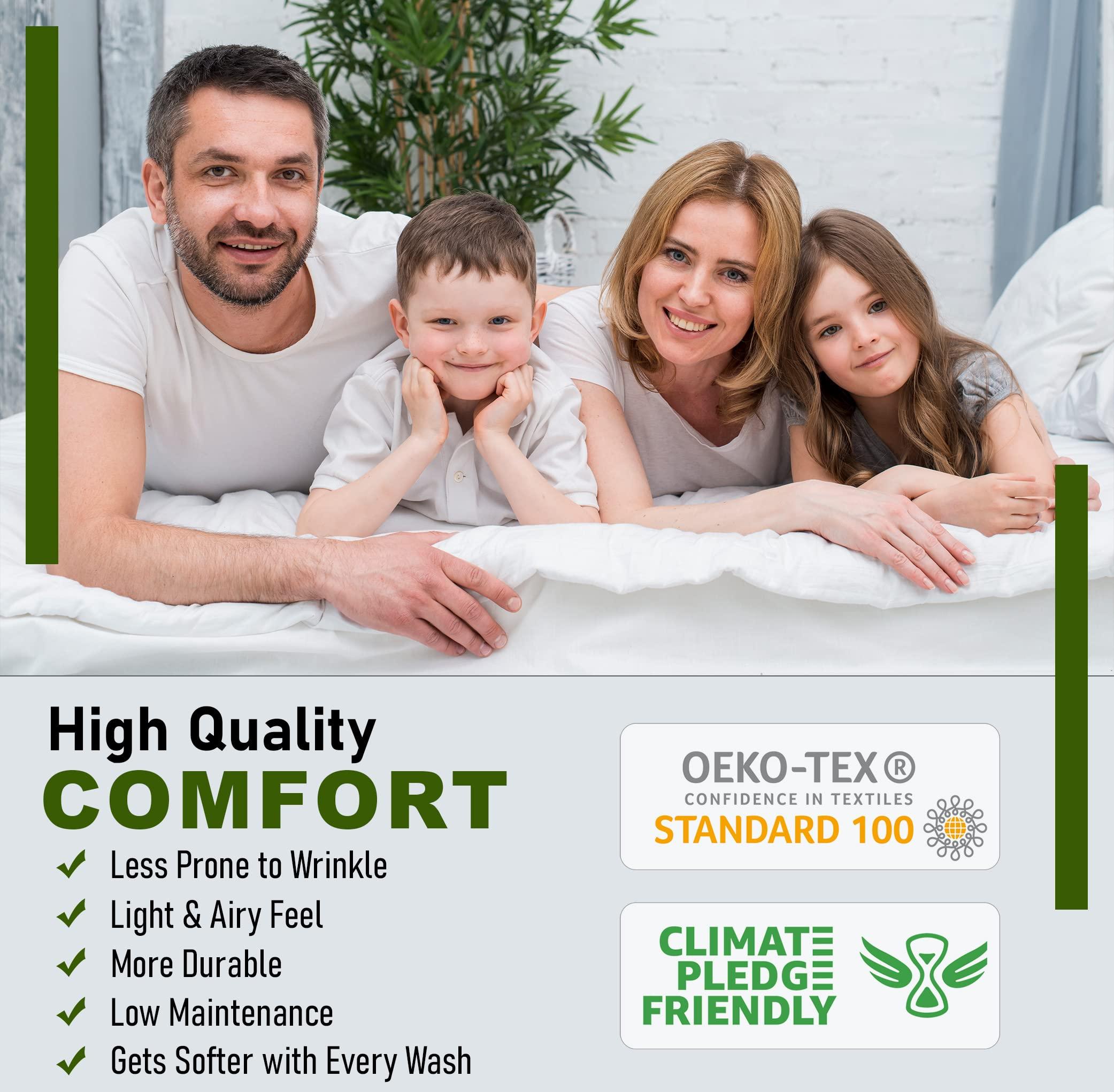 RUVANTI RUVANTI 100% Cotton Sheets - Crispy Cooling Percale Sheets for Twin XL Size Bed, Breathable & Durable Twin XL Sheet Set, 16 Inches Deep Pocket Sheets, Times, 3 Pieces