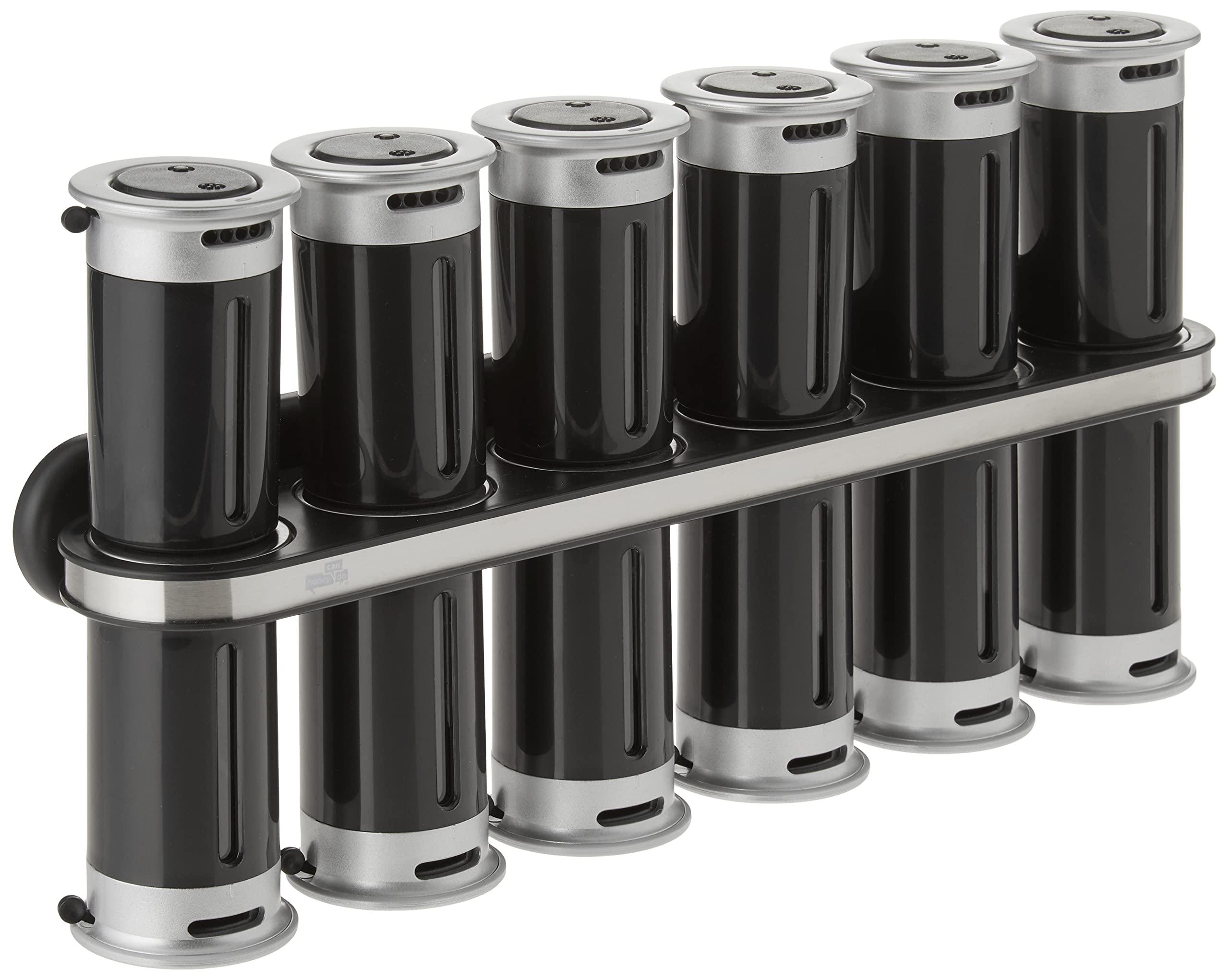 ZevrO Zevro Zero Gravity Wall-Mount Magnetic Spice Rack, Black/Silver - Set of 12