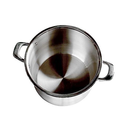 Generic Stainless Steel Stock Pot, 10 Quart Pot with Glass Lid,Heat-Proof Double Handles
