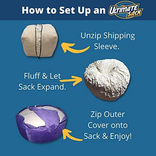 ULTIMATE SACK ULTIMATE SACK 3ft Bean Bag Chair, Oversize Bean Bag Chair for Adults, Comfy Chair Bean Bag Couch Lounge Sofa Loveseat Furniture | Olive Suede