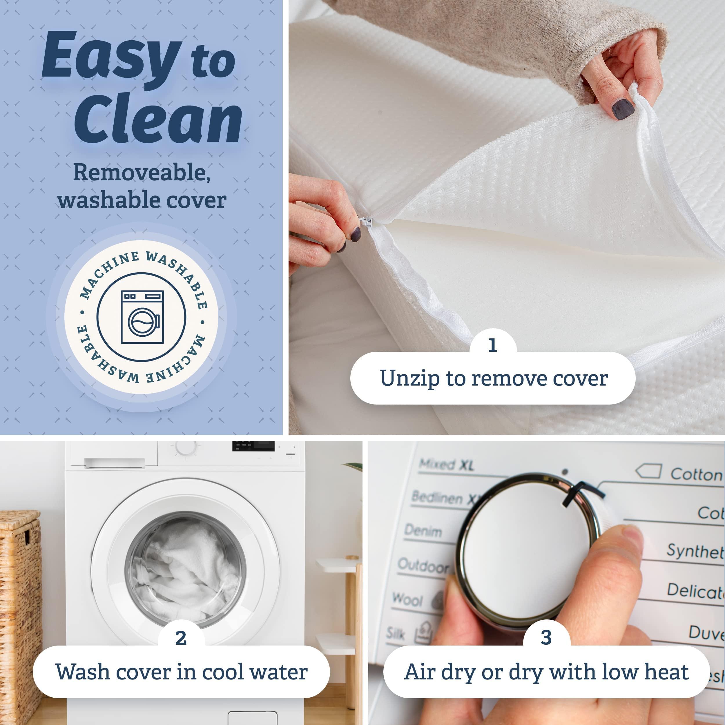 Abco Tech Abco Tech 8in Leg Elevation Pillow with Memory Foam Top - Elevating Leg Rest to Reduce Swelling, Back, Hip, and Knee Pain - Leg Support Pillow to Elevate Feet while Sleeping, Reading - Washable Cover