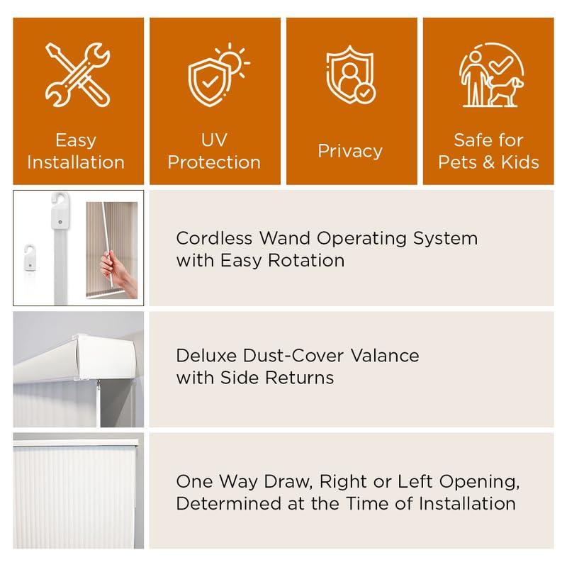 BlindDen BlindDen - Vinyl Vertical Window Blinds for Home - Vertical Blinds for Sliding Glass Doors - White (70" W x 60" H)