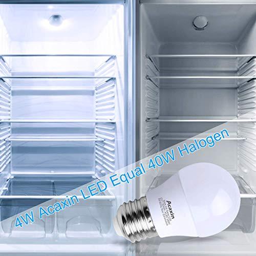 Acaxin Acaxin LED Refrigerator Light Bulb 4W 40Watt Equivalent, Waterproof Replacement for Frigidaire, Freezer IP54, 120V E26 Daylight White 5000K 400 Lumen, A15 Appliance Bulb