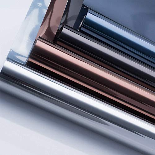 HIDBEA HIDBEA One Way Mirror Window Film, Daytime Privacy Sun Blocking Reflective Window Film Static Cling Heat Control Window Tinting Film for Home and Office, Brown Silver, 35.4 x 393.7 Inch