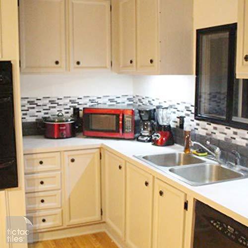Tic Tac Tiles Tic Tac Tiles Peel and Stick Self Adhesive Removable Stick On Kitchen Backsplash Bathroom 3D Wall Sticker Wallpaper Tiles in Polito Designs (10 Sheets, Polito Black & White)