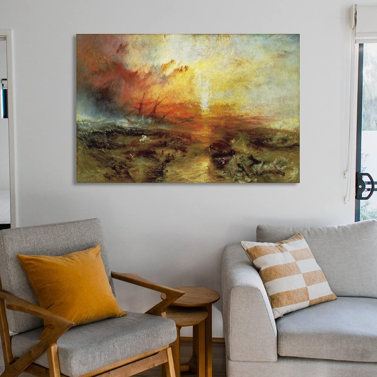 AAOTE AAOTE The Slave Ship, 1840 - by J. M. W. Turner Painting Art Posters Posters Wall Art Painting Canvas Gift Living Room Prints Bedroom Decor Poster Artworks 20x30inch(50x75cm)