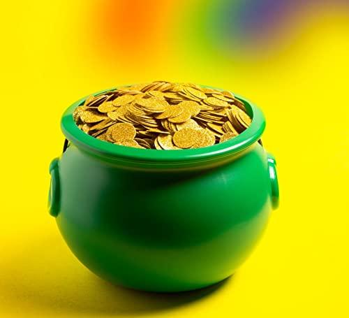 GiftExpress GIFTEXPRESS 8\" Green Cauldron Kettle for St Patrick Day, Mardi Gras, Halloween, Pot of Gold Pot, Lucky Leprechaun Pot, Plastic Cauldron
