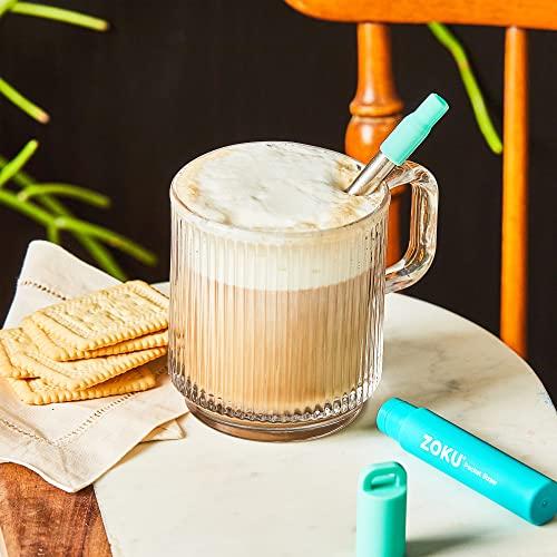ZOKU ZOKU Reusable Metal Straw with Case for Travel, Teal - Collapsible Stainless Steel Drinking Straw with Silicone Tip and Cleaner Brush, Ideal for Key Chains, Pockets, Purses