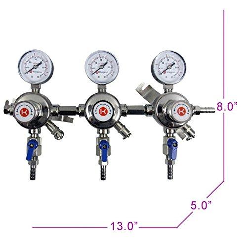 Kegco Kegco 3PLH-54S-3 Secondary Regulator, Three Product, Chrome