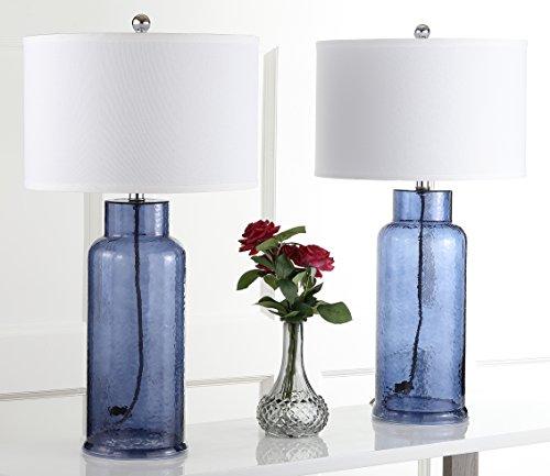 Safavieh SAFAVIEH Lighting Collection Glass Bottle Blue 30-inch Bedroom Living Room Home Office Desk Nightstand Table Lamp Set of 2 (LED Bulbs Included)