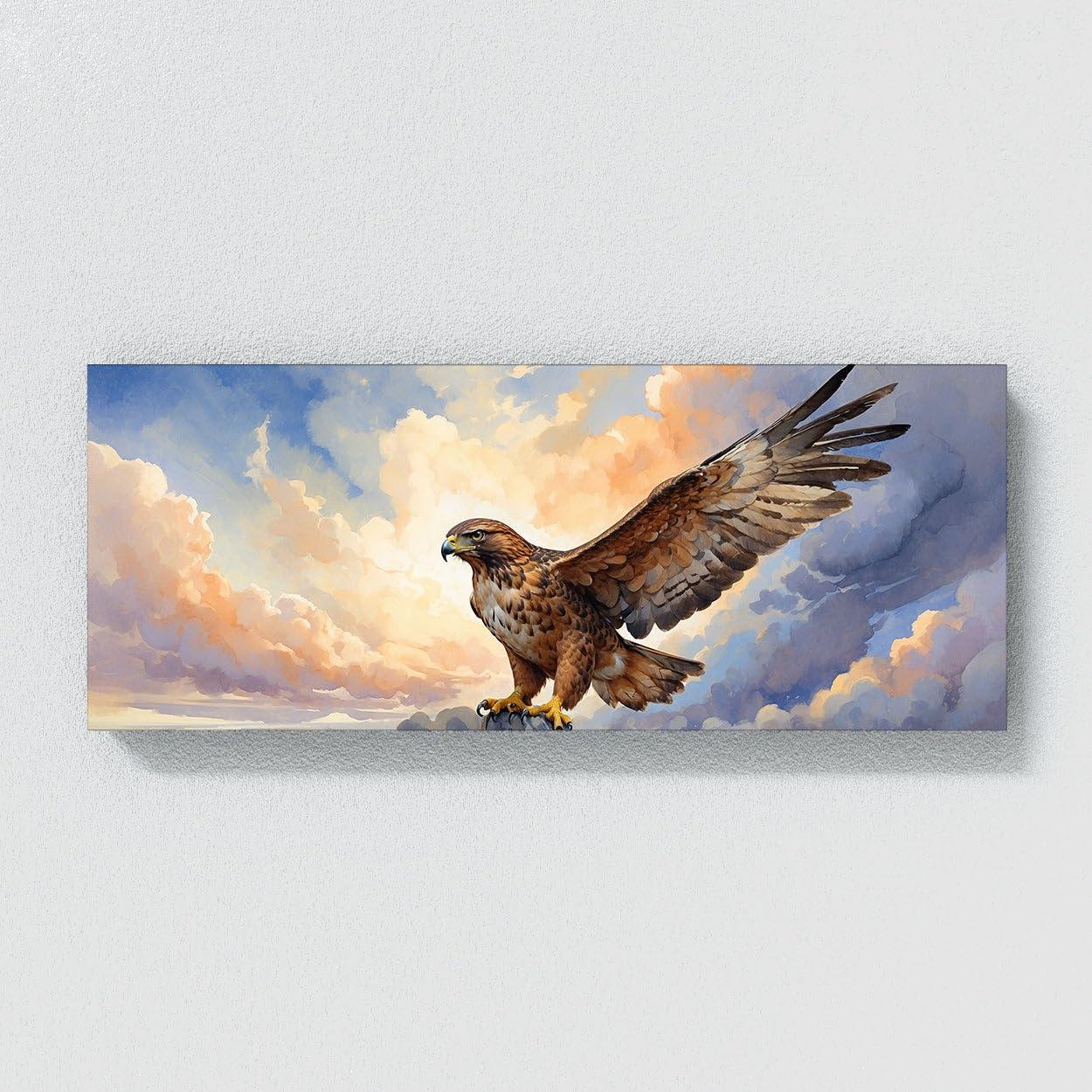 Sense Canvas Sense Canvas Hawk Boundless Horizons 63 Canvas Art - Home Decor Wall Art Print Poster Painting X-Large 60x24 / 1.5\"