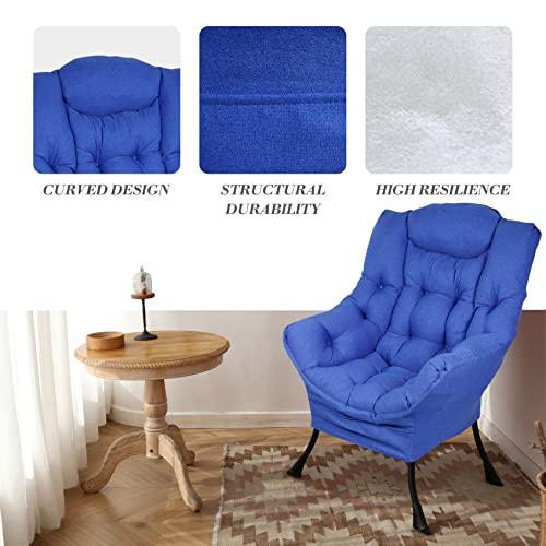 Superrella Superrella Modern Soft Accent Chair Living Room Upholstered Single Armchair High Back Lazy Sofa (Navy)