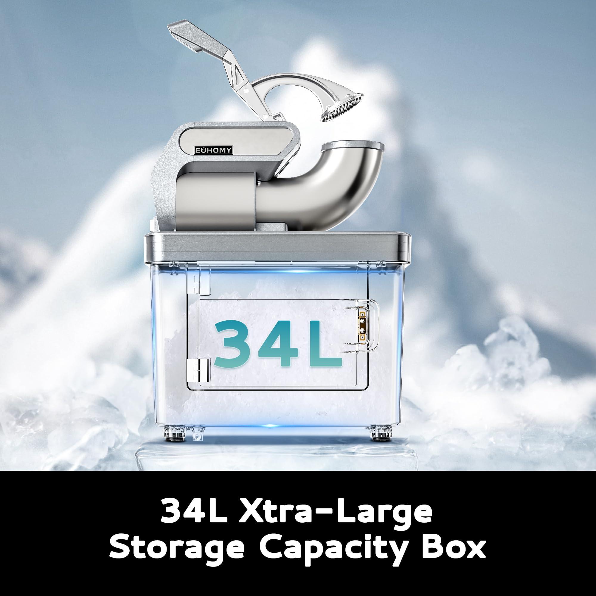 EUHOMY EUHOMY Commercial Ice Crusher, 661Lbs/H, ETL Approval, Snow Cone Machine with Dual Blades, Easy-to-Clean, 300W Electric Shaved Ice Machine with Safety Switch for Both Home & Commercial Use (Silver)