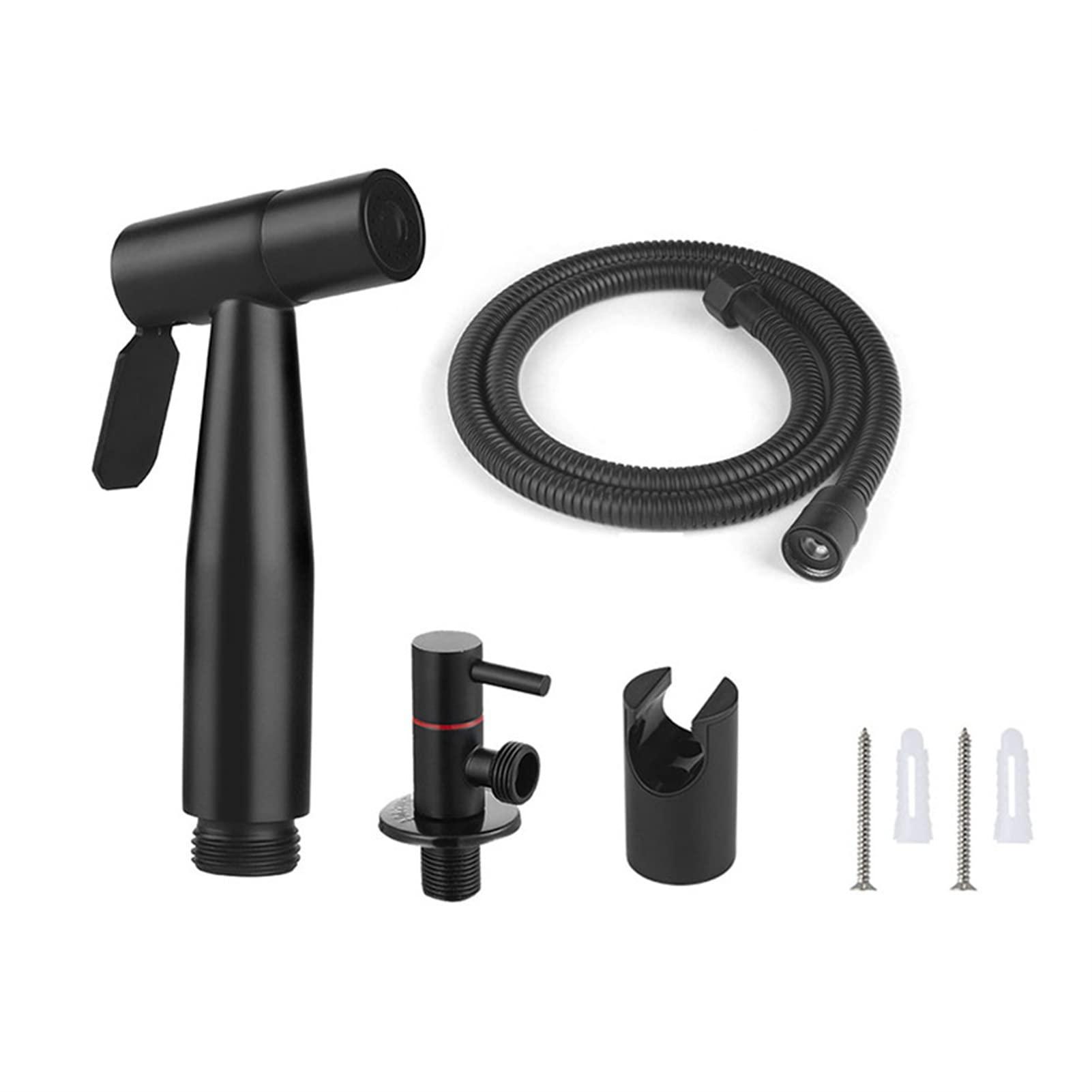 YEAHSO Bidet Sprayer for Toilet, Handheld Sprayer Kit, Stainless Steel Bathroom Cloth Diaper Faucet Fixture,Brushed (Color : Black)