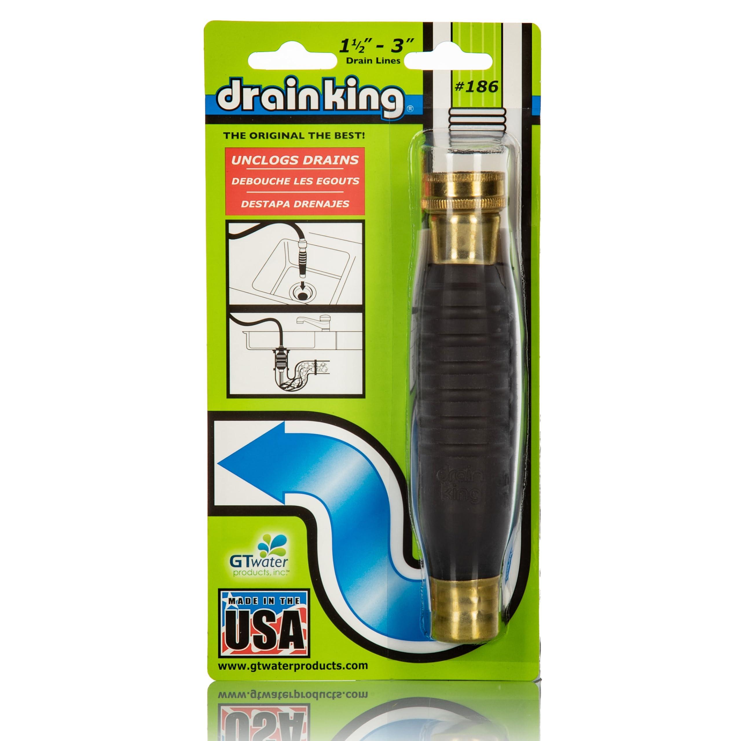 Drain King Drain King 186 Unclogs Bathroom Sinks, Showers, and Swimming Pool Drains, 1.5 to 3 Inch