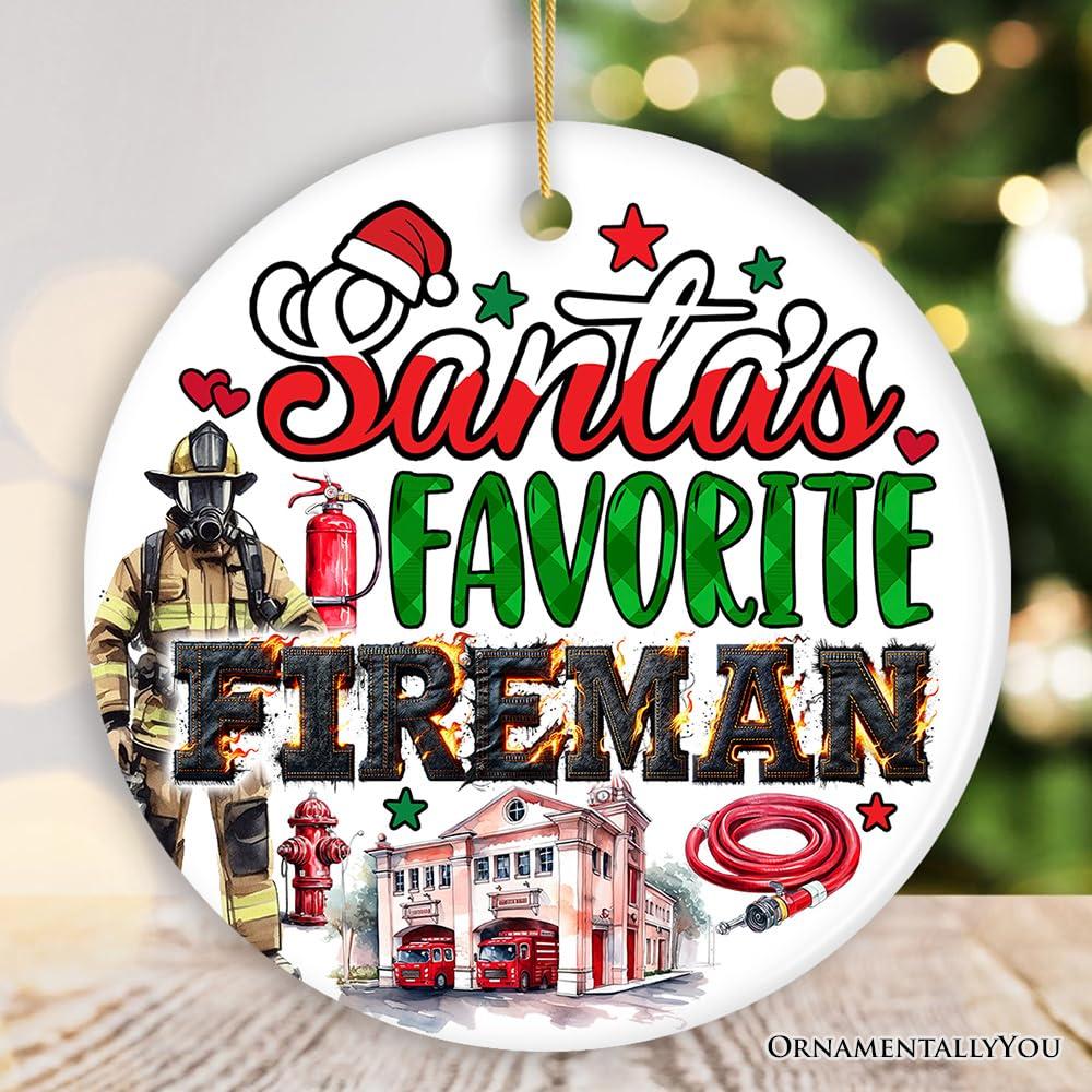 OrnamentallyYou Santa\'s Favorite Fireman and Firewoman Ornament, Artistic Christmas Appreciation Keepsake (Version1)