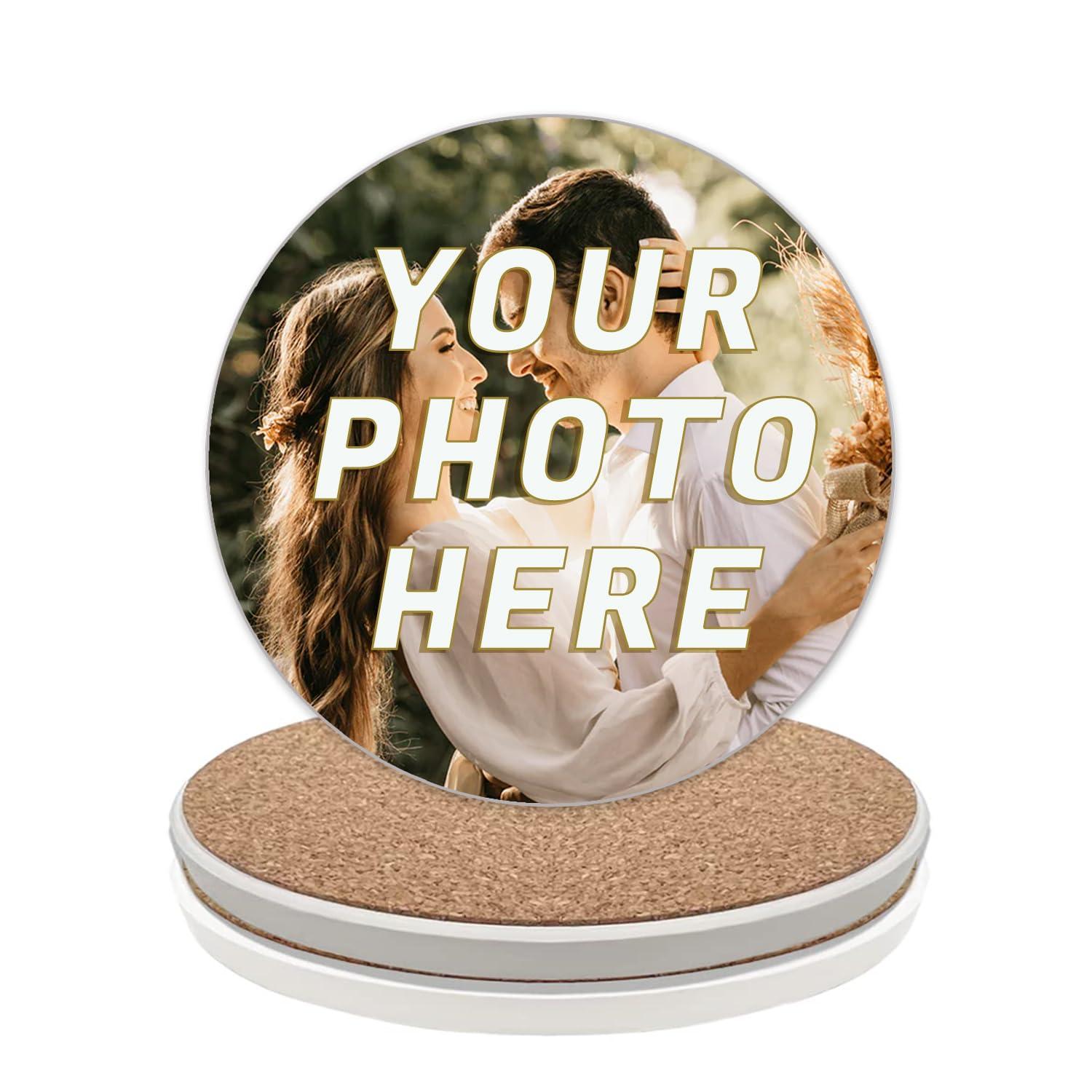 POKEHAND Custom Coasters, Personalized Ceramic Coasters for Crafts, Customized Drink Coasters with Your Photo, Text and Logo, for Weddings, Bars, Homes, Offices