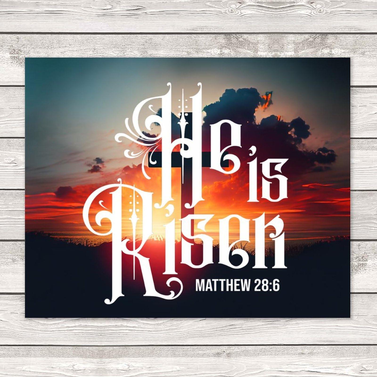 Autravelco He Is Risen Established Wood Sign Personalized Room Family Wall Art Decor Wood Plaque Positive Wood Sign for Living Room Dinning Room 16x20 Inch