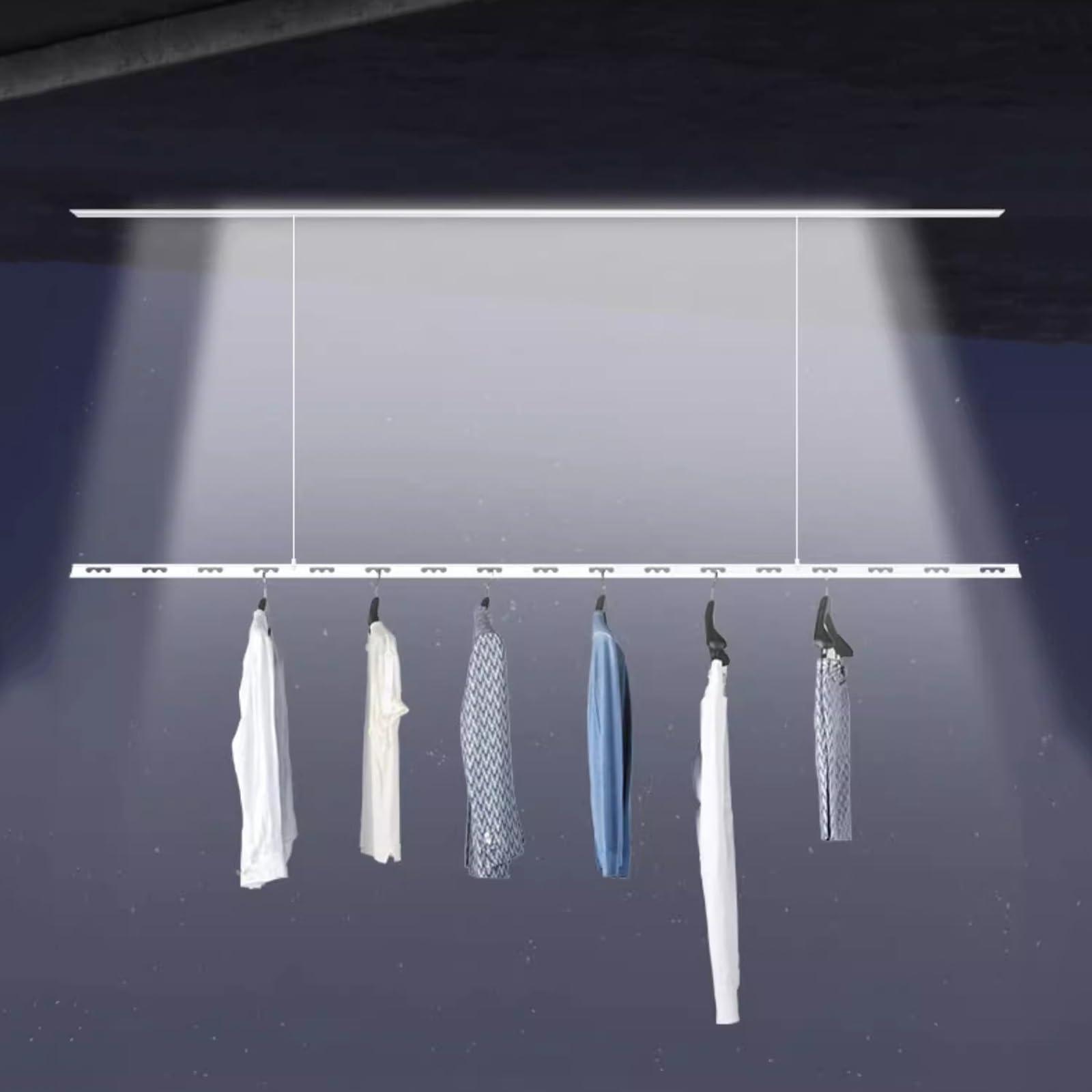 HASMI Electric Drying Rack Invisible Electric Clothes Hanger Embedded Hidden Drying Rack Lifting Remote Control Home Balcony Automatic Clothes Drying Double Pole Lifting Clothes Hanger (Size : 2.0m)