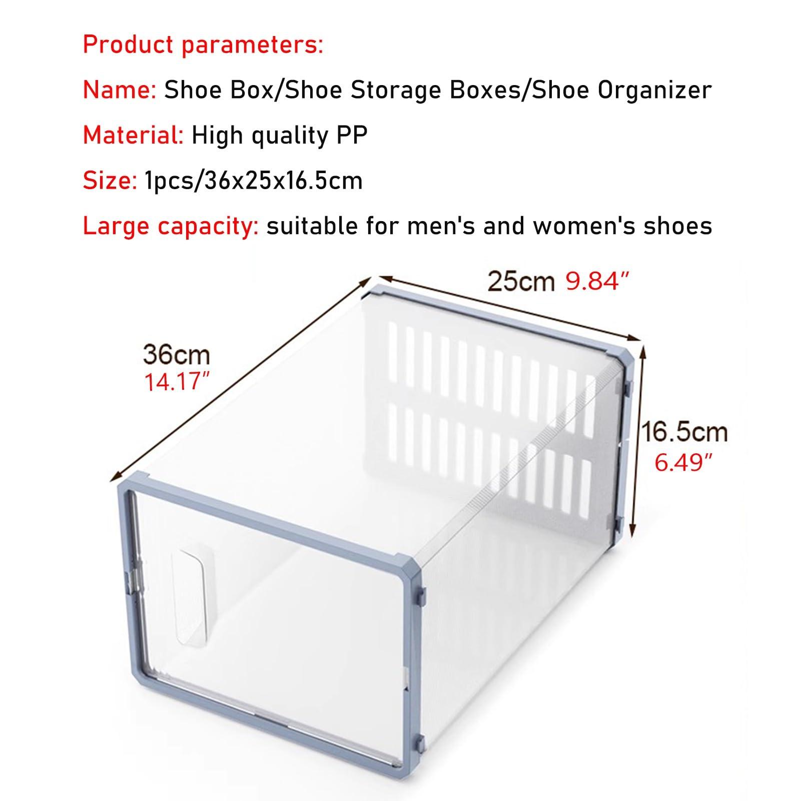 HomeLoft Basics Shoe Boxes Stackable Shoe Storage Box, Transparent Plastic Shoe Boxes, Shoe Organizer Containers With Lids For Women/men, Easy To Assemble (Color : 18pcs)