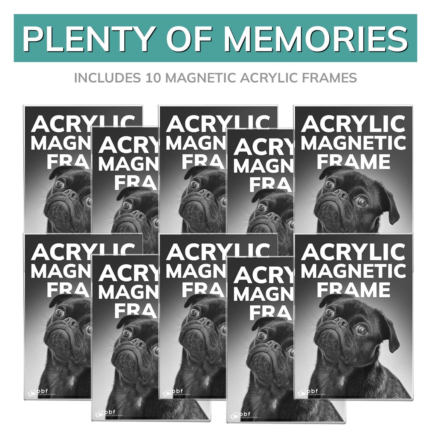 pbf PHOTO BOOTH FRAMES pbf 5x7 Magnetic Picture Frames for Refrigerator | 5 x 7 Clear Magnetic Acrylic Frames | Magnetic Photo Holders for Fridge, Locker, Photo Board, Art Display, Sign Holder (10-Pack)