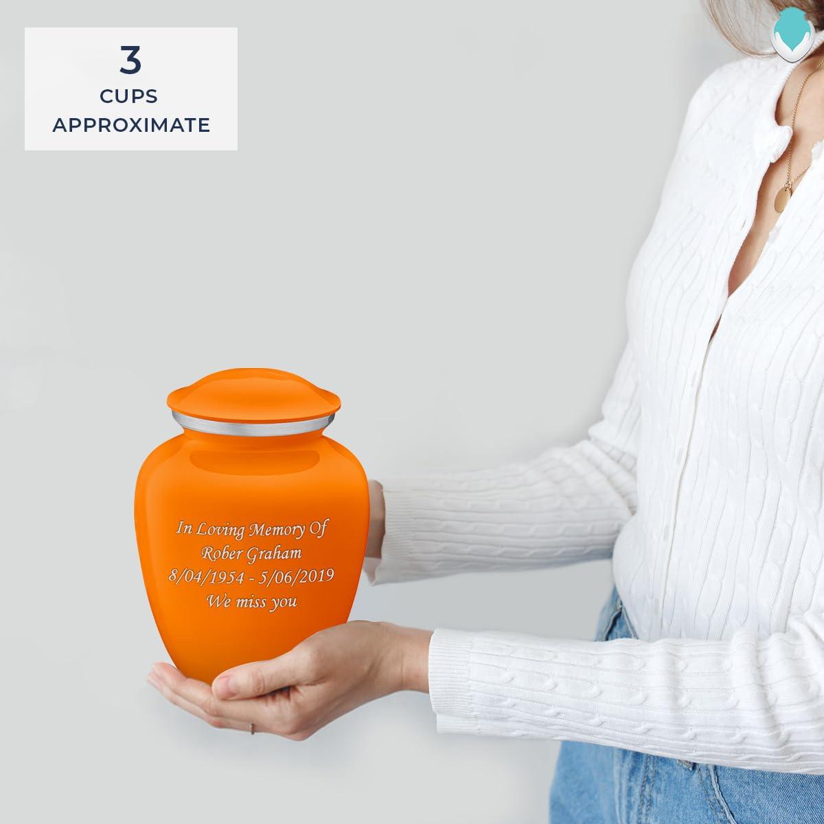 GetUrns Geturns Embrace Small Personalized Cremation Urns for Human Ashes I Burnt Orange Funeral Urn for Women and Men with Double Side Engraving I 44 lbs