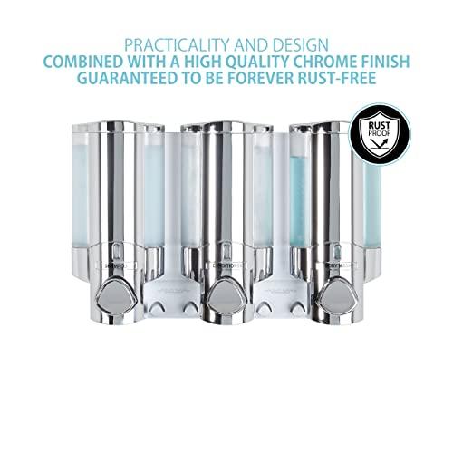 Better Living Better Living Products Aviva Shower Dispenser 3, Shampoo and Soap Dispenser, 3 x 11 fl. oz. Chrome, 11.2 x 3.5" x 7"