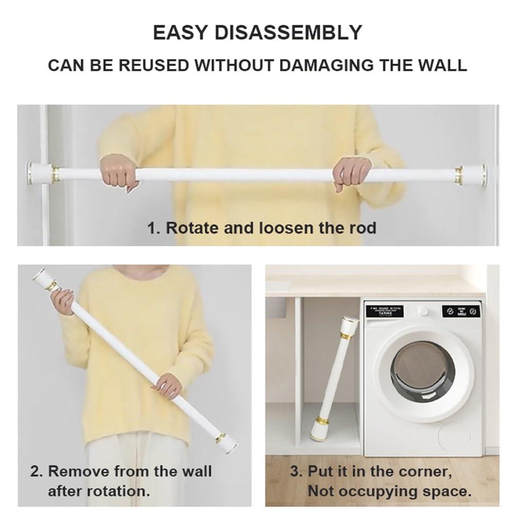 QHDPKU Curtain Rod No Drilling,Room Divider Tension Curtain Rod,Adjustable Bathroom Stall Tension Pole,For Space Partition,Maximum Extension 195 inches (Color : White, Size : 20-30inchs)