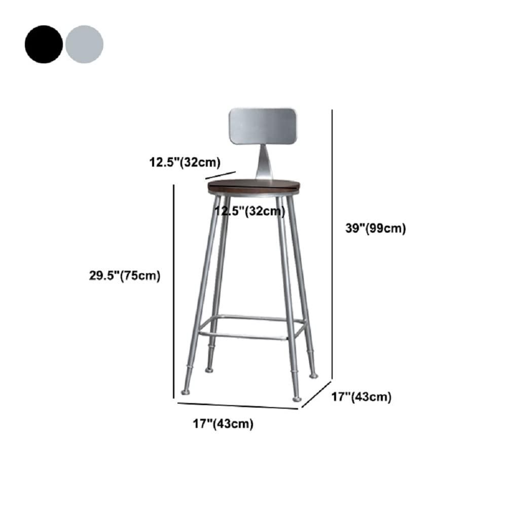XINDAR XINDAR Bar Chair, Indoor Industrial Wood Top Barstool Metal 4 Legs Bar Stool with Pedal (8, Silver)