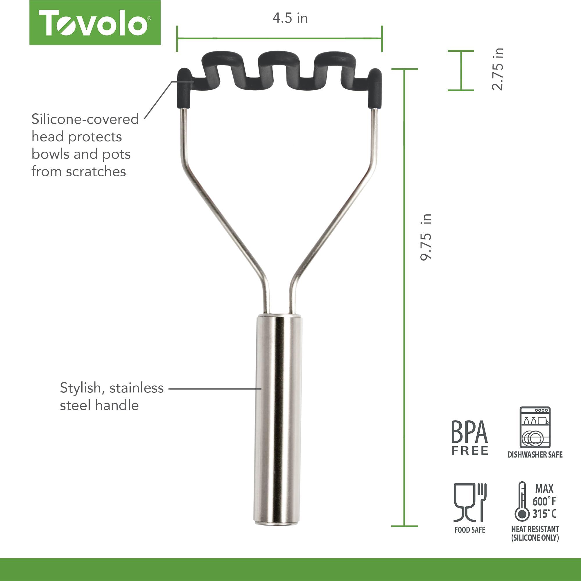 Tovolo Tovolo Silicone Potato, Stainless Steel Handle & Core, Food Mashers Kitchen Utensil, Vegetable Ricer & Avocado Blender, Scratch Heat-Resistant, Charcoal