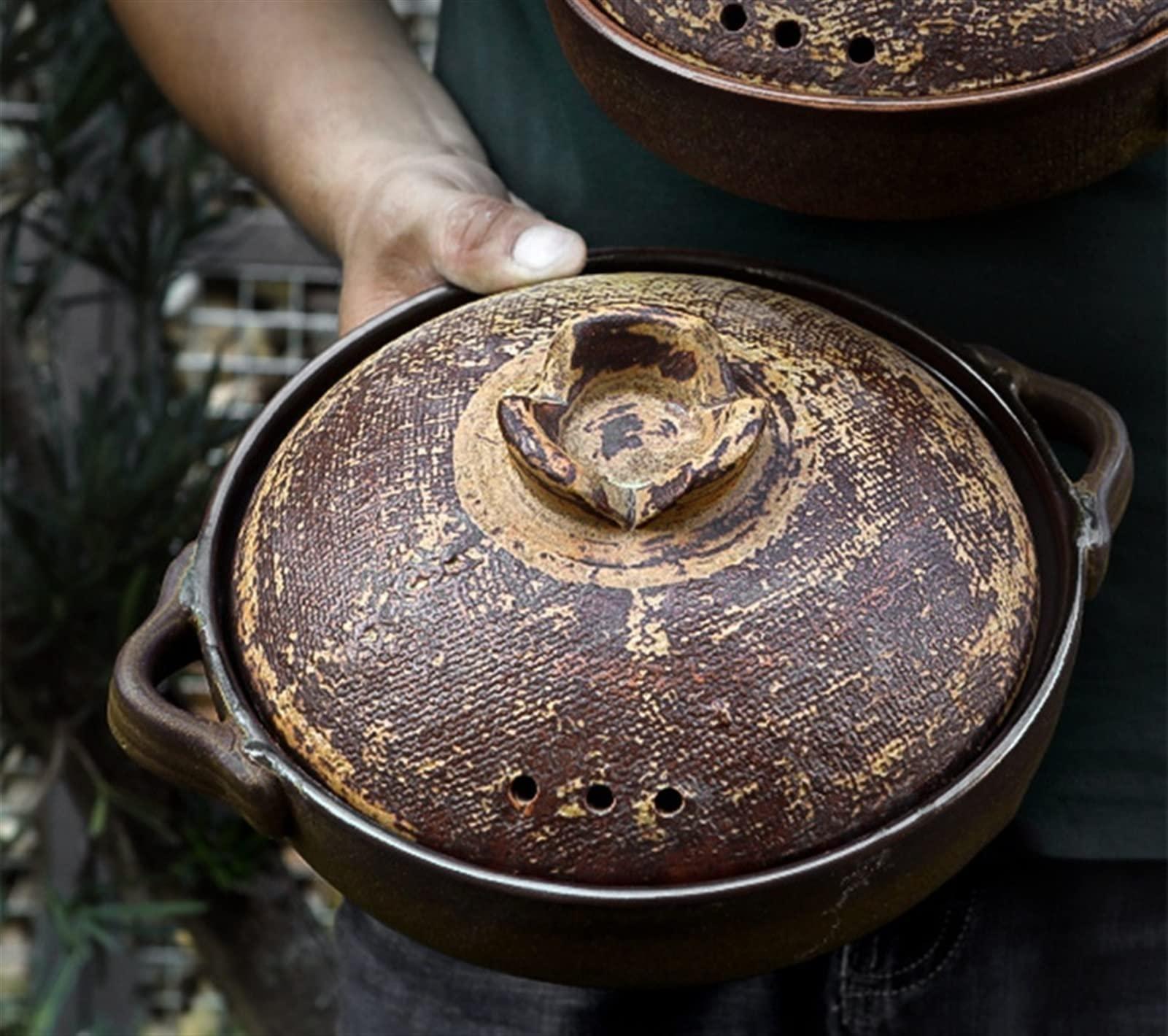 FORVOLWCO Clay Pot for Cooking Japanese Ceramic Hot Pot Donabe Casserole Korean Earthenware Pot with Lid, Heat Storage and Energy Saving, Easy to Clean (Size : 1.4L)