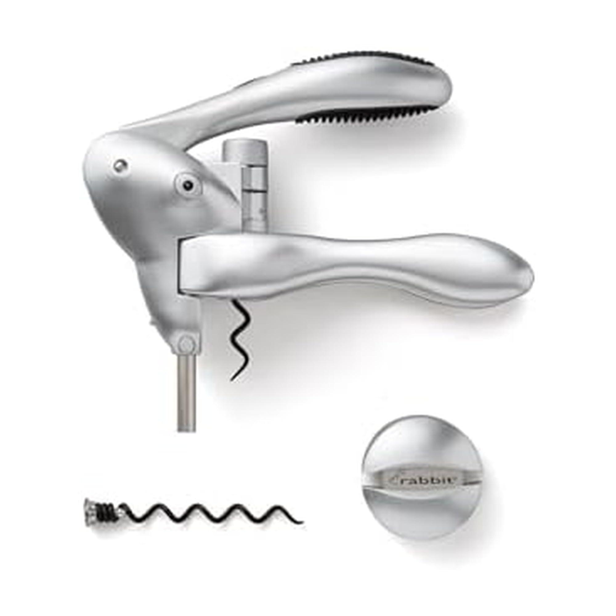 Rabbit Rabbit Original Lever Corkscrew Wine Opener with Foil Cutter and Extra Spiral (Silver)