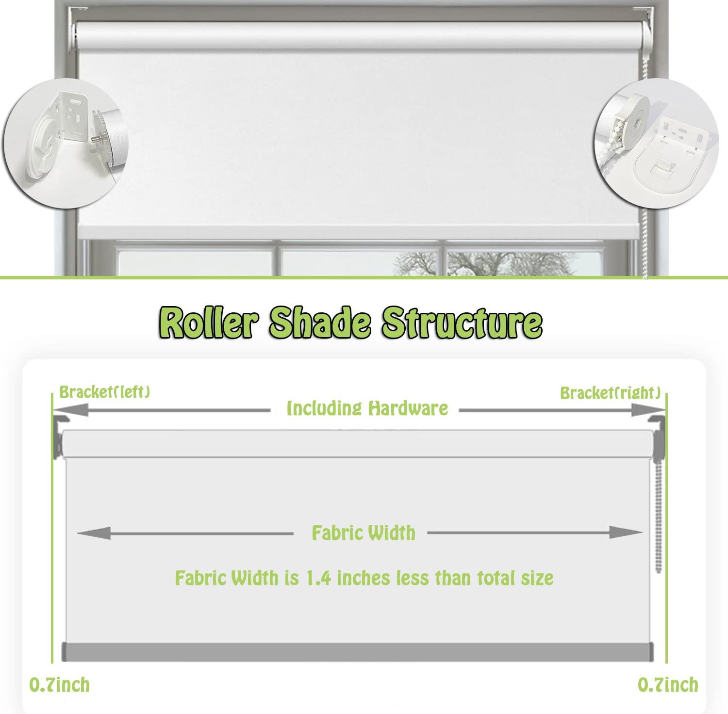 fhsblinds FHSBLINDS Custom Blinds for Windows Roller Shades for Windows-Room Darkening Waterproof Blackout Cut to Size Window Blinds & Shades for Home Kitchen Bedroom Office (White 100% Blackout, 38"W x 80"H)