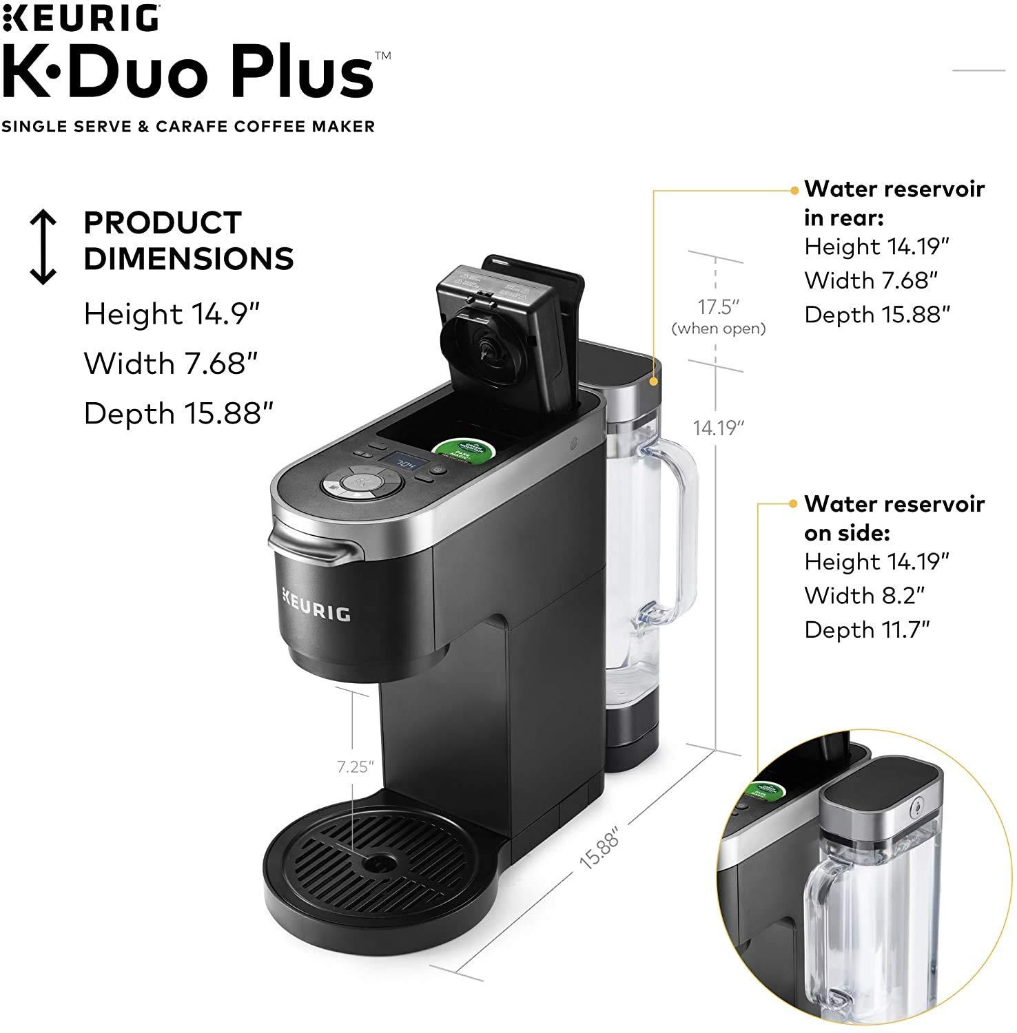 INNZA Keurig K-Duo Plus Coffee Maker, with Single Serve K-Cup Pod and 12 Cup Carafe Brewer, Black (12-Cup Thermal Carafe and 15 K-Cup Pods included)